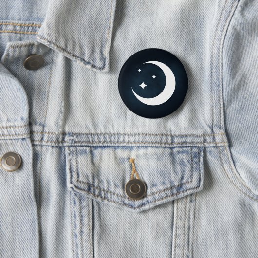 Badge Rond 5 Cm Lune et étoiles / Épingle de bouton (En situation)