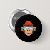 Badge Rond 5 Cm Lunettes de ski de singe drôle Gorilla Skiing Mont (Devant & derrière)