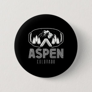 Badge Rond 5 Cm Lunettes de ski snowboard Aspen Colorado Montagne