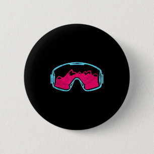 Badge Rond 5 Cm Lunettes de ski snowboard rétro vintage années 80