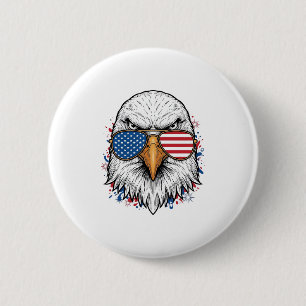 Badge Rond 5 Cm Lunettes de soleil aigle patriotique Vintage Vecto