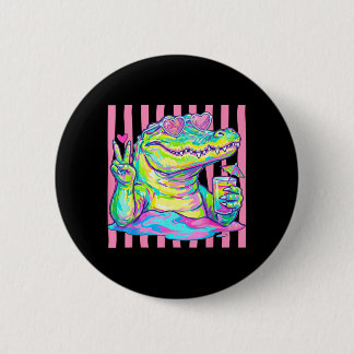 Badge Rond 5 Cm Lunettes de soleil cœur d'alligator Preppy Ed esth