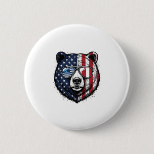 Badge Rond 5 Cm Lunettes de soleil de l'ours patriotique Vintage V