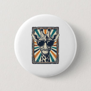 Badge Rond 5 Cm Lunettes de soleil girafe vintage