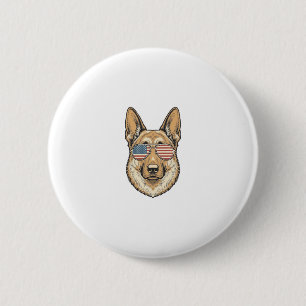 Badge Rond 5 Cm Lunettes de soleil patriotiques Berger allemand Ar