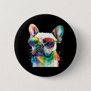Badge Rond 5 Cm Lunettes de soleil pour chien français Chien Chien