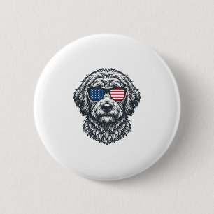 Badge Rond 5 Cm Lunettes de soleil pour chien patriotiques vintage