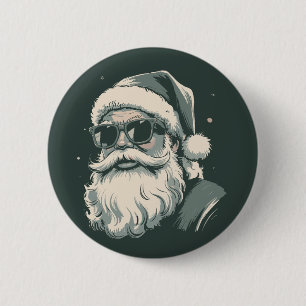 Badge Rond 5 Cm Lunettes de soleil visage de Père Noël Noël Xmas R