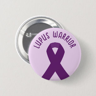 Badge Rond 5 Cm Lupus Guerrier Lupus Sensibilisation Ribbon violet