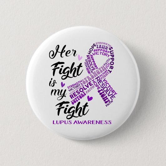 Badge Rond 5 Cm Lupus Sensibilisation Son combat est mon combat (Devant)