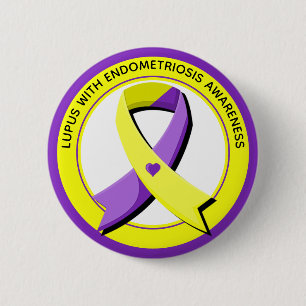 Badge Rond 5 Cm Lupus with Endometriosis Awareness Heart