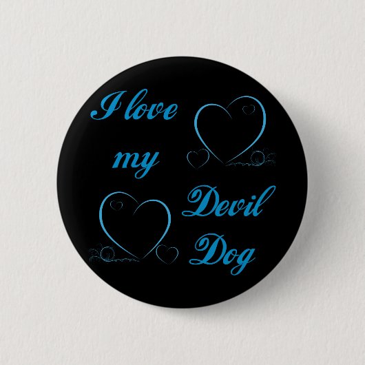 Badge Rond 5 Cm L'usmc I aiment mon chien de diable (Devant)