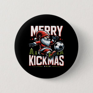 Badge Rond 5 Cm Lutin de football Joyeux Noël
