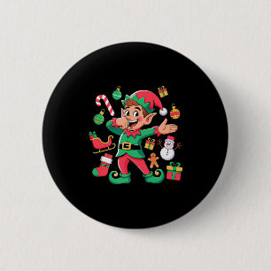 Badge Rond 5 Cm Lutin qui dabe Santa traîneau bonhomme de neige dr