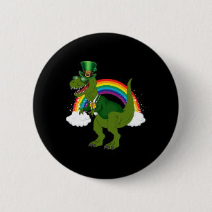 Badge Rond 5 Cm Lutrin T-rex Dinosaure Arc-en-ciel St Patricks Day
