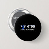 Badge Rond 5 Cm Lutter Alopecia Sensibilisation Blue AA Ribbon Sup (Devant & derrière)