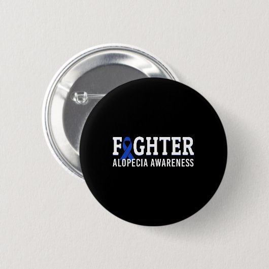 Badge Rond 5 Cm Lutter Alopecia Sensibilisation Blue AA Ribbon Sup (Devant & derrière)