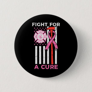 Badge Rond 5 Cm Lutter Pour Un Pompier Cure Us Drapeau Cancer Du S