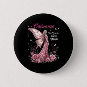 Badge Rond 5 Cm Luttons ensemble contre le cancer du sein - Rose d