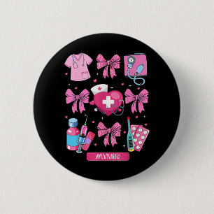 Badge Rond 5 Cm Lvn Valentines Jour Coquette Bow Stethoscope Infir