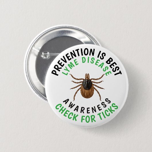 Badge Rond 5 Cm Lyme Disease Awareness | Deer Tick  (Devant & derrière)