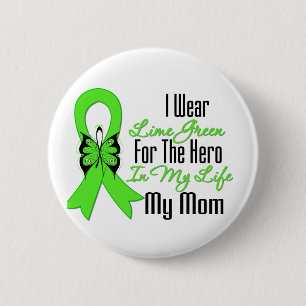 Badge Rond 5 Cm Lymphome Cancer Ruban Mon héros Ma maman