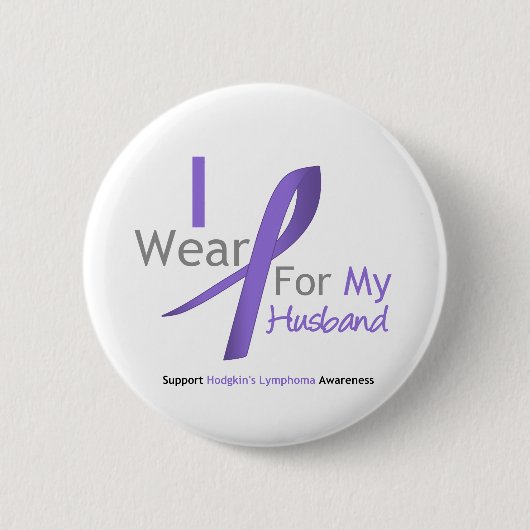 Badge Rond 5 Cm Lymphome de Hodgkin Je porte Violet Ribbon Mari (Devant)