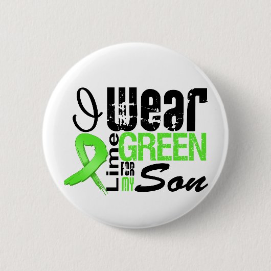 Badge Rond 5 Cm Lymphome Je porte la chaux vert ruban SON (Devant)