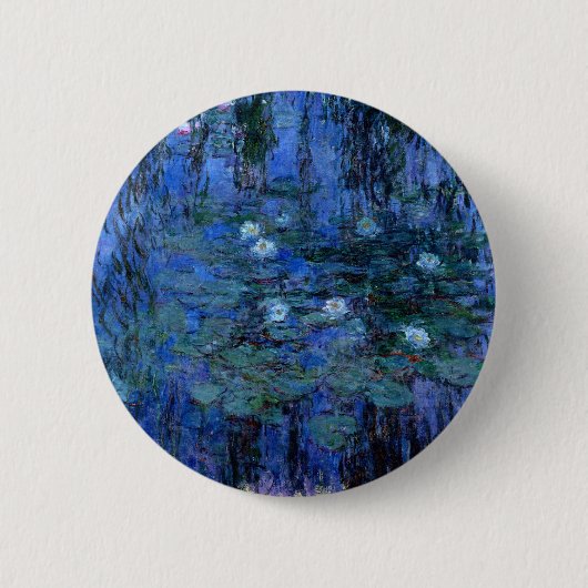 Badge Rond 5 Cm Lys d'eau bleu Claude Monet (Devant)