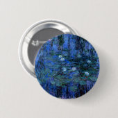 Badge Rond 5 Cm Lys d'eau bleu Claude Monet (Devant & derrière)
