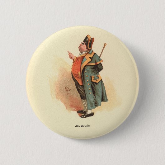 Badge Rond 5 Cm M. Bumble par Kyd, Oliver Twist de Charles Dickens (Devant)