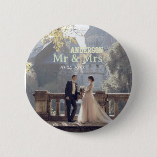 Badge Rond 5 Cm M. et Mme ajoutent la date de la photo de mariage