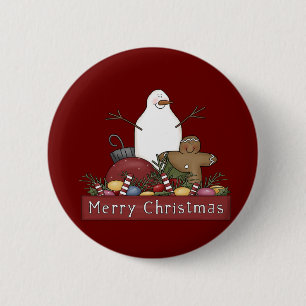 Badge Rond 5 Cm M. et Mme Snowman