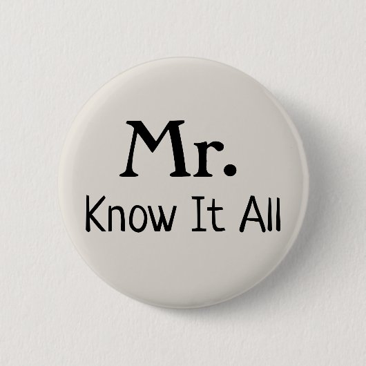 Badge Rond 5 Cm M. Know It All Name Plate (Devant)
