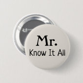 Badge Rond 5 Cm M. Know It All Name Plate (Devant & derrière)
