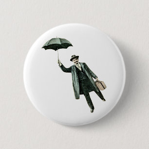 Badge Rond 5 Cm M. Magic et son parapluie volant
