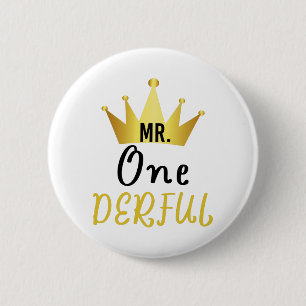 Badge Rond 5 Cm M. Onederful T-Shirt Boys Premier Birthday Shirt 1