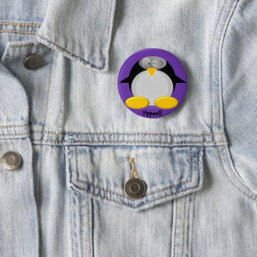 Badge Rond 5 Cm M. Penguin ..... hourra ! ! (En situation)