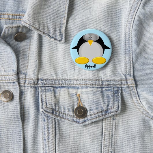 Badge Rond 5 Cm M. Penguin ..... hourra ! ! ! (En situation)