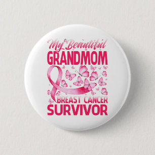 Badge Rond 5 Cm Ma belle grand-mère Cancer du sein Survivant