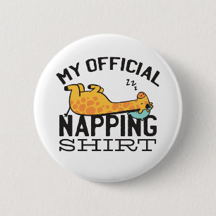 Badge Rond 5 Cm Ma chemise de sieste officielle - Giraffe endormie