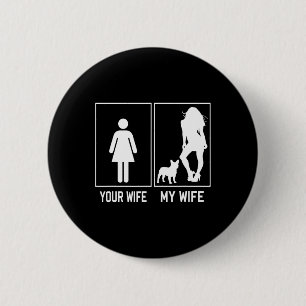 Badge Rond 5 Cm Ma femme mon épouse bouledogue français amusant Fr