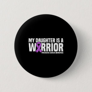 Badge Rond 5 Cm Ma Fille Est Guerrier Pancréatique Purple Ribbon S