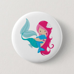 Badge Rond 5 Cm Ma jolie sirène et mon dauphin