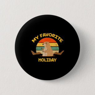 Badge Rond 5 Cm Ma journée préférée de vacances Ground Hog drôle d