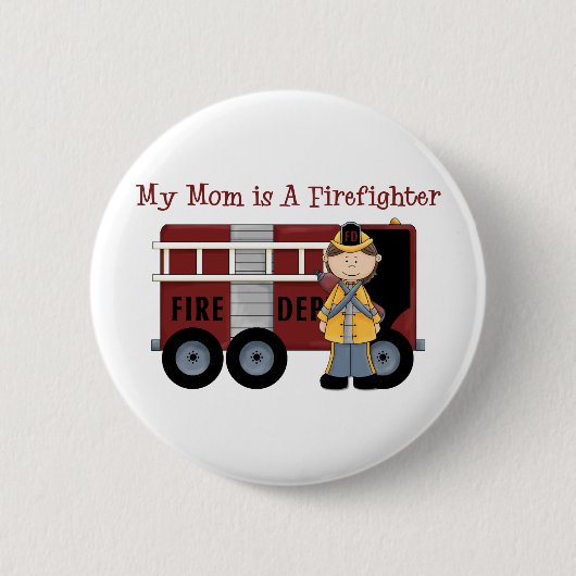 Badge Rond 5 Cm Ma mère est pompière (Devant)
