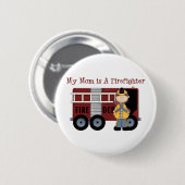Badge Rond 5 Cm Ma mère est pompière (Devant & derrière)