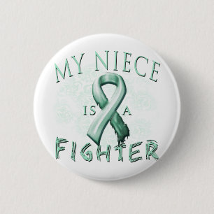 Badge Rond 5 Cm Ma nièce est un combattant Teal