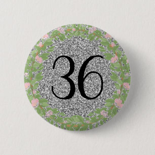 Badge Rond 5 Cm Ma Parties scintillant d'argent d'anniversaire Cla