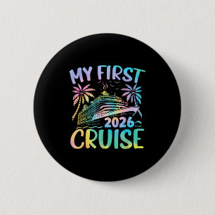 Badge Rond 5 Cm Ma première croisière 2026 Vacances Tie Dye Famill
